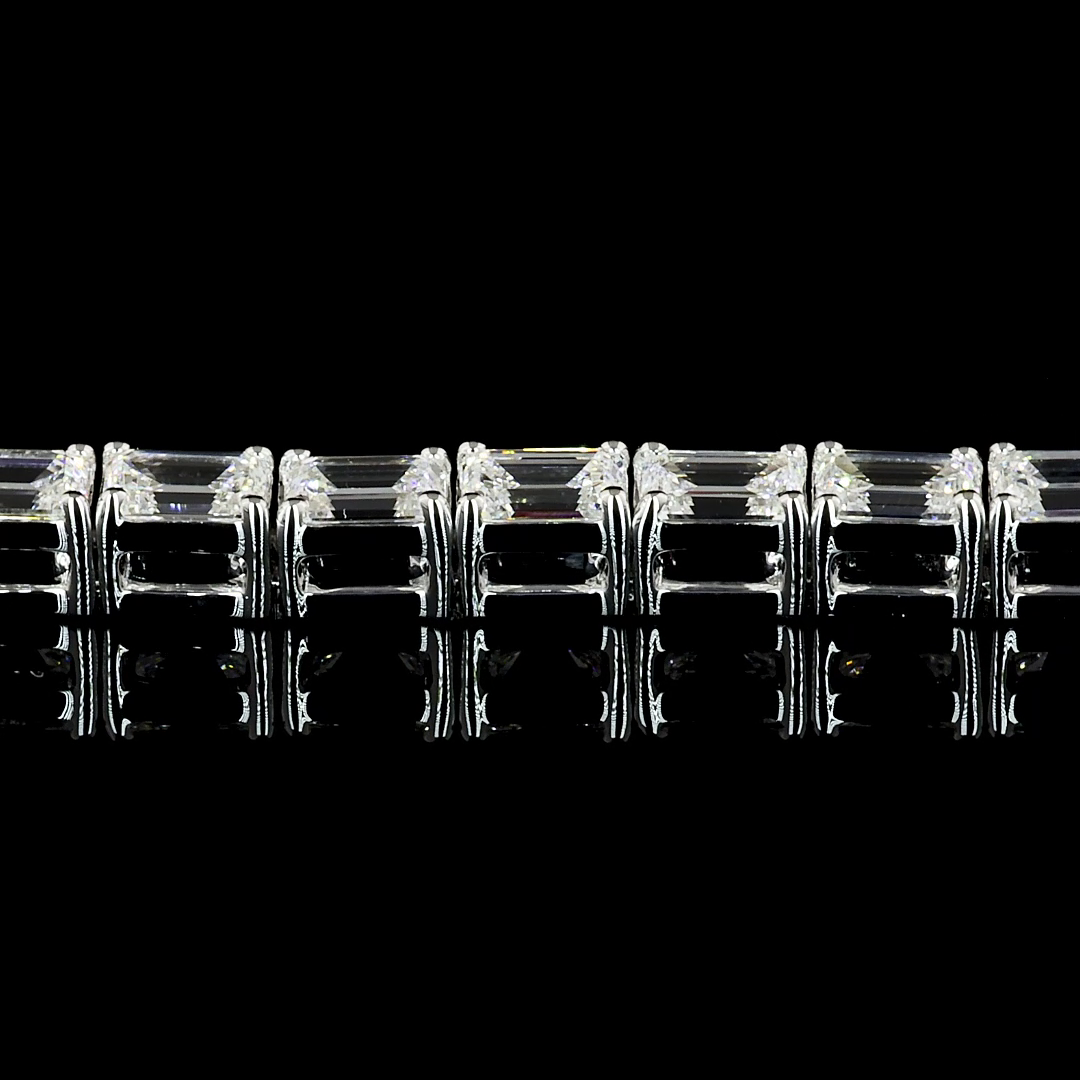 Pulsera de tenis con diamantes cultivados en laboratorio y talla esmeralda - Oro blanco de 14 quilates (4,71 cts)