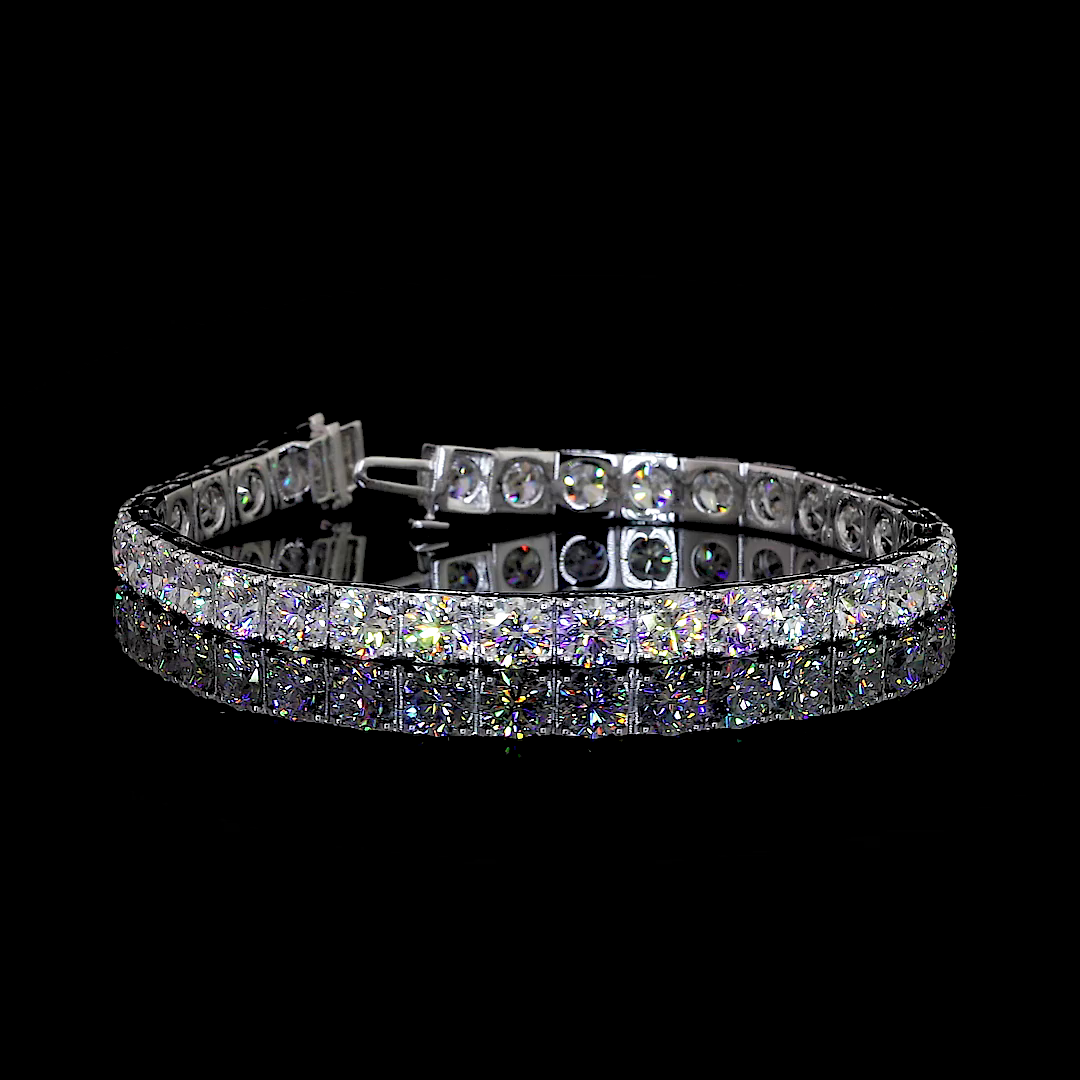 Round Lab Diamond Tennis Bracelet - 14K White Gold (17.53ctw)