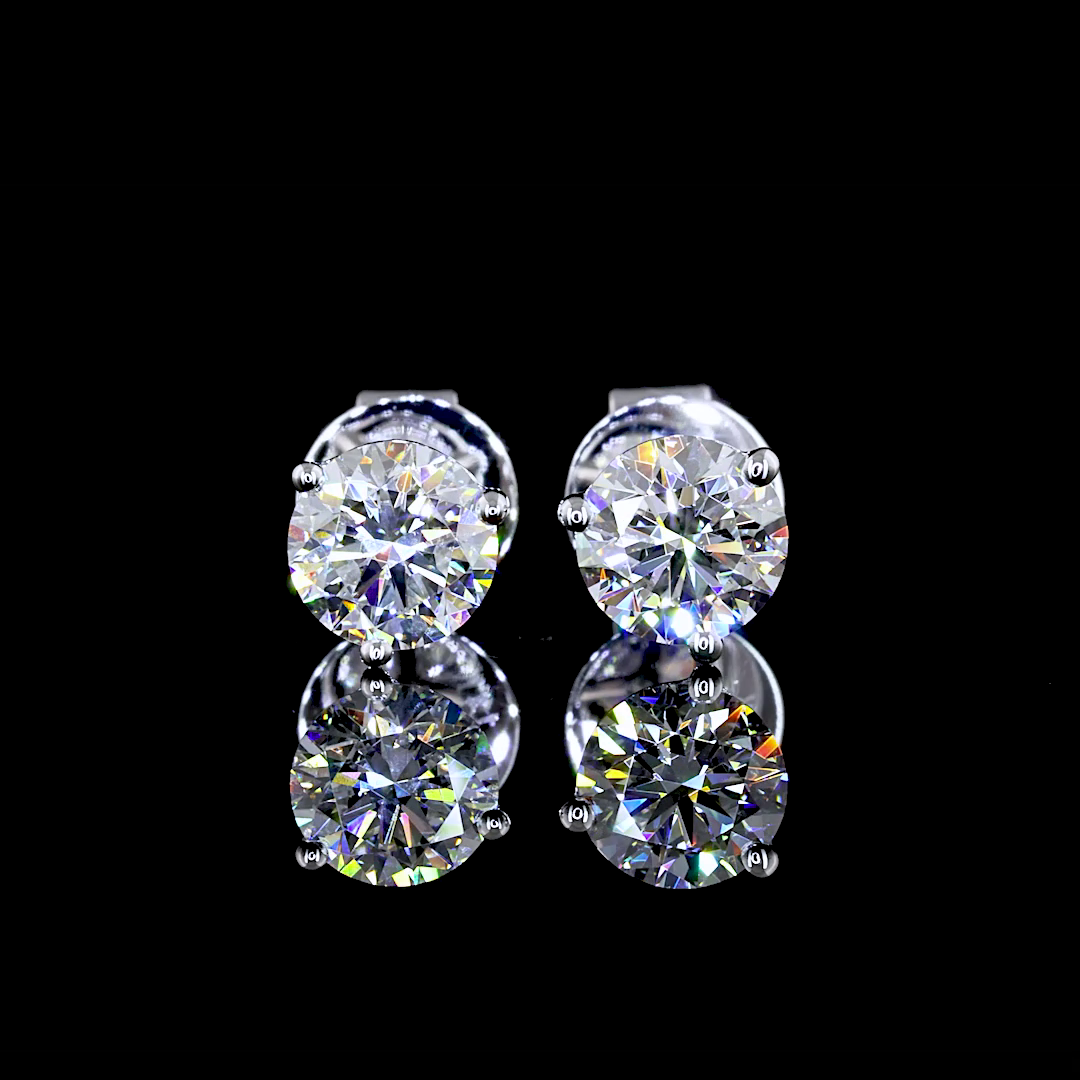Round Brilliant Lab Diamond Martini Prong Set Stud Earrings - 14K White Gold (1.05ctw)