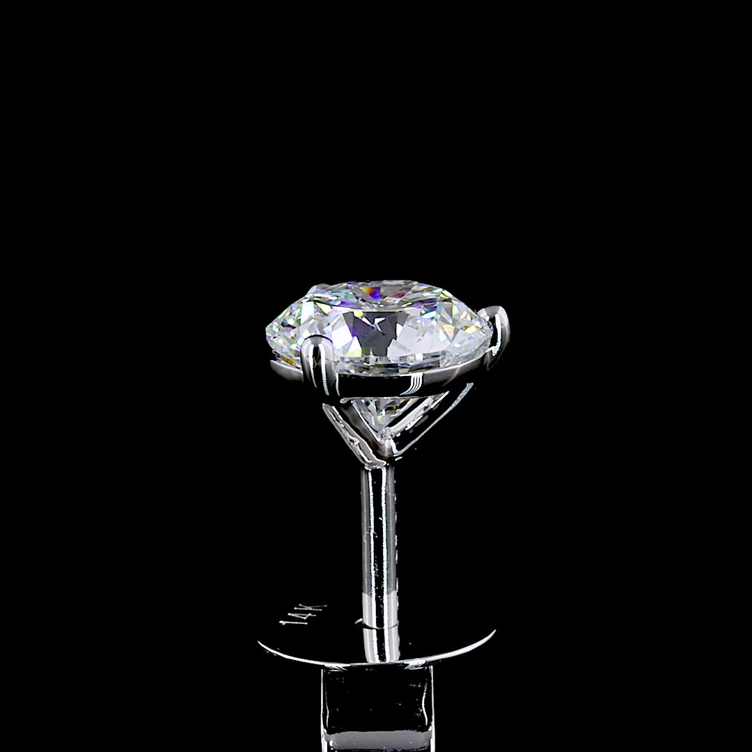 Round Brilliant Lab Diamond Martini Prong Set Stud Earrings - 14K White Gold (1.05ctw)