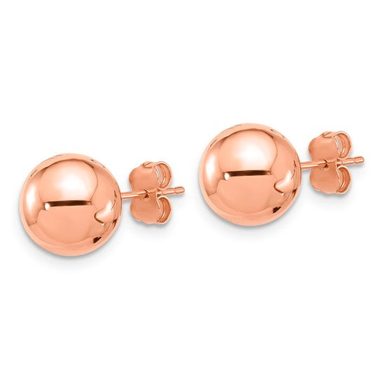10mm Ball Post Stud Earrings - 14K Rose Gold