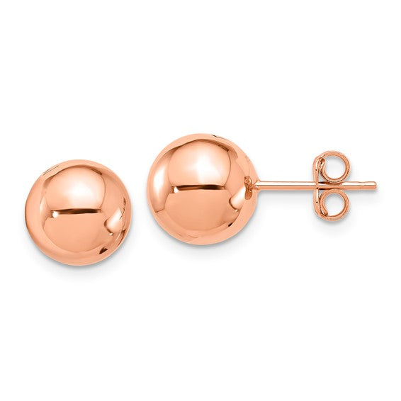 10mm Ball Post Stud Earrings - 14K Rose Gold