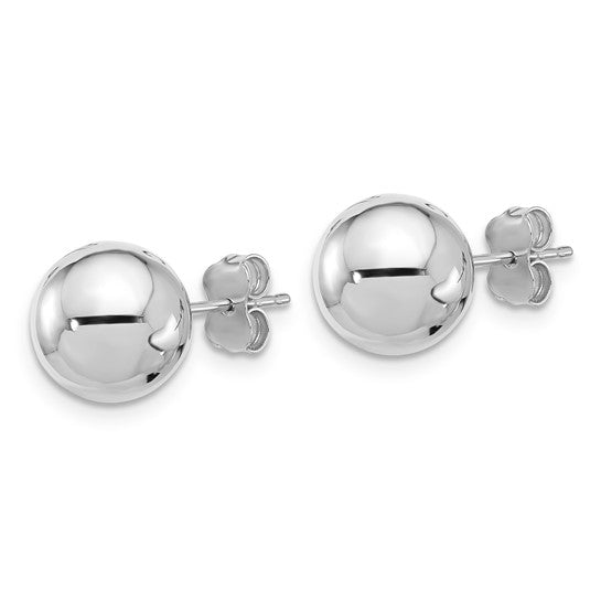 10mm Ball Post Stud Earrings - 14K White Gold