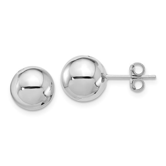 10mm Ball Post Stud Earrings - 14K White Gold
