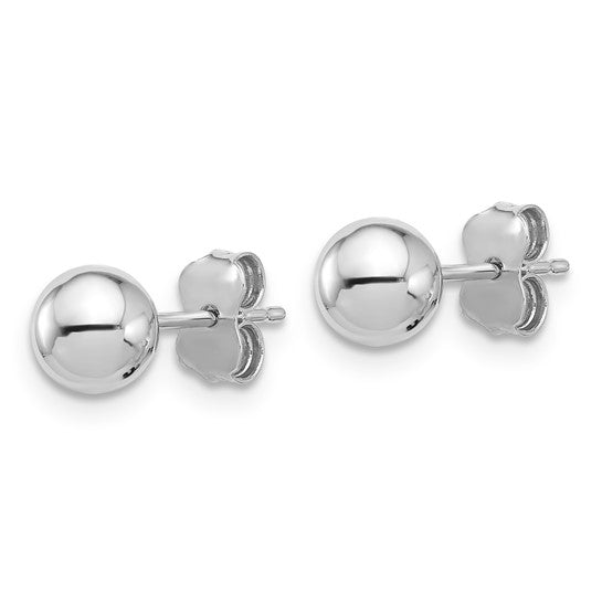 6mm Ball Post Stud Earrings - 14K White Gold