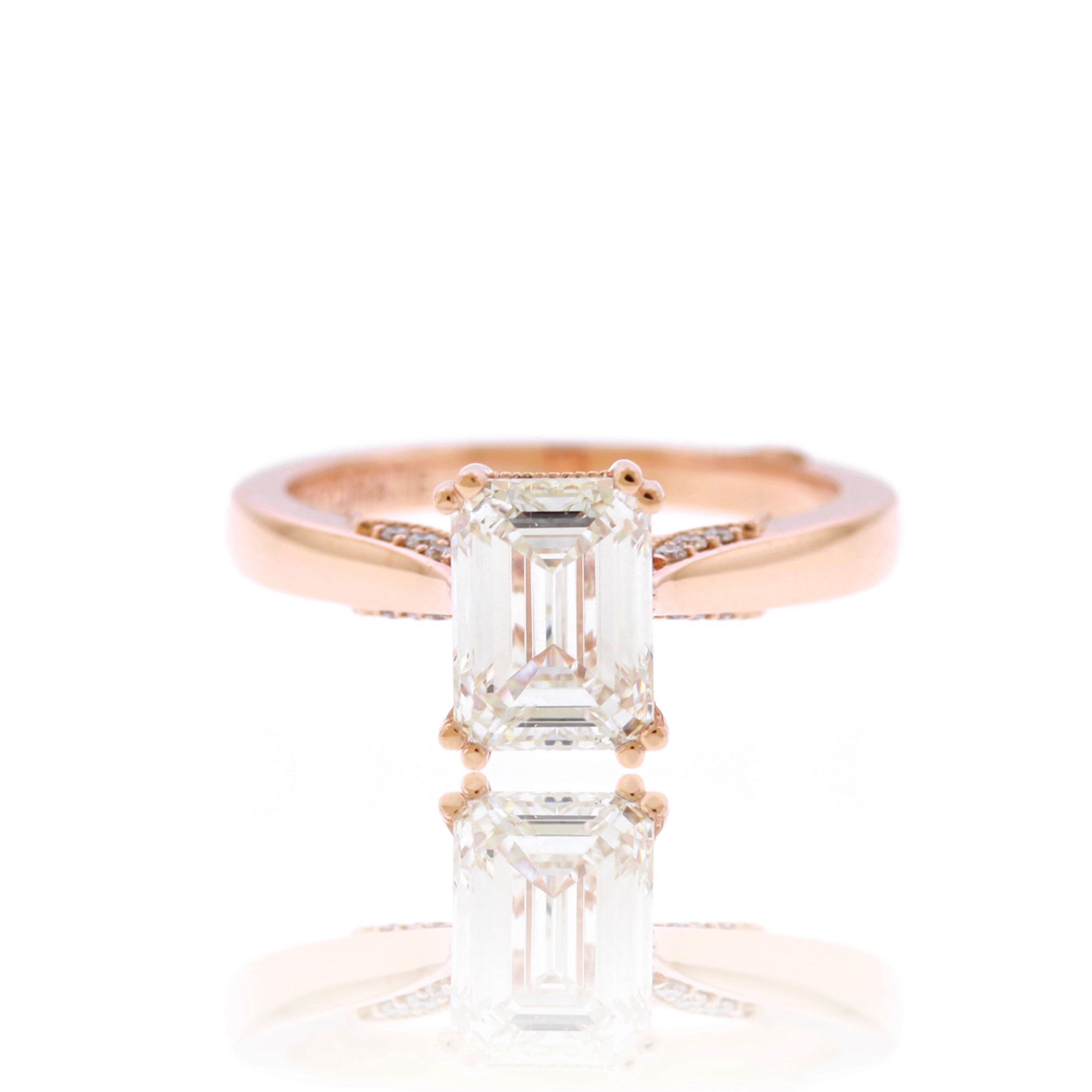 Custom Design Deposit - Emerald Cut GIA Certified Natural Diamond Engagement Ring (1.55ctw) - 18K Rose Gold