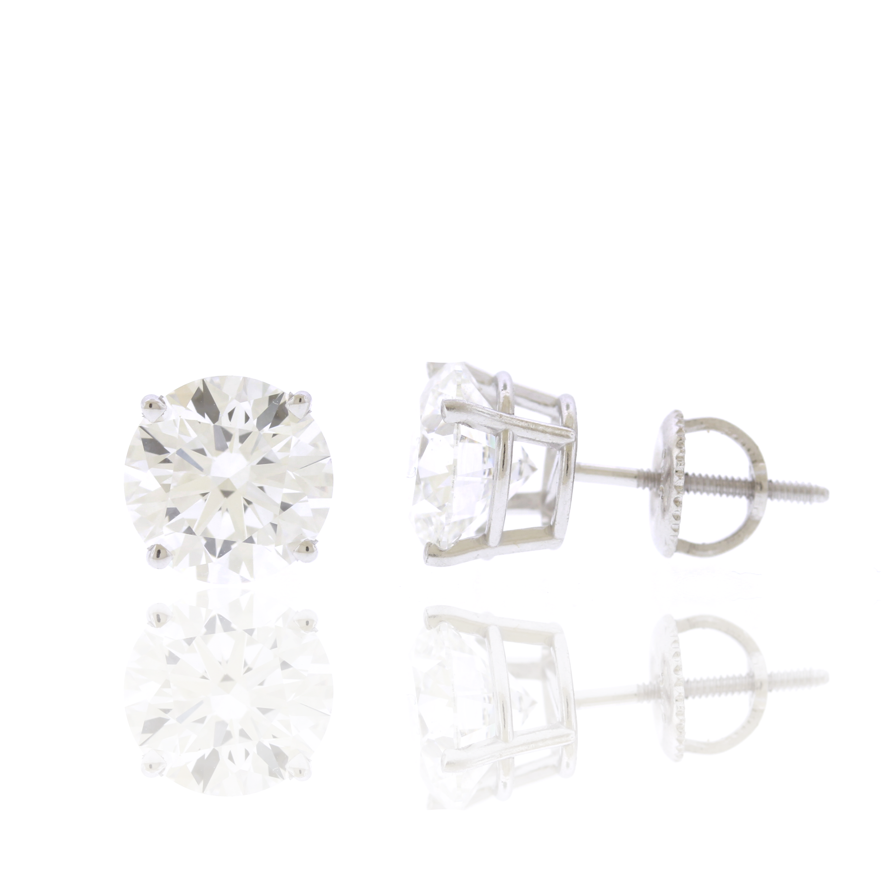 Round Brilliant GIA Certified Lab Diamond Stud Earrings - 14K White Gold (5.18ctw)