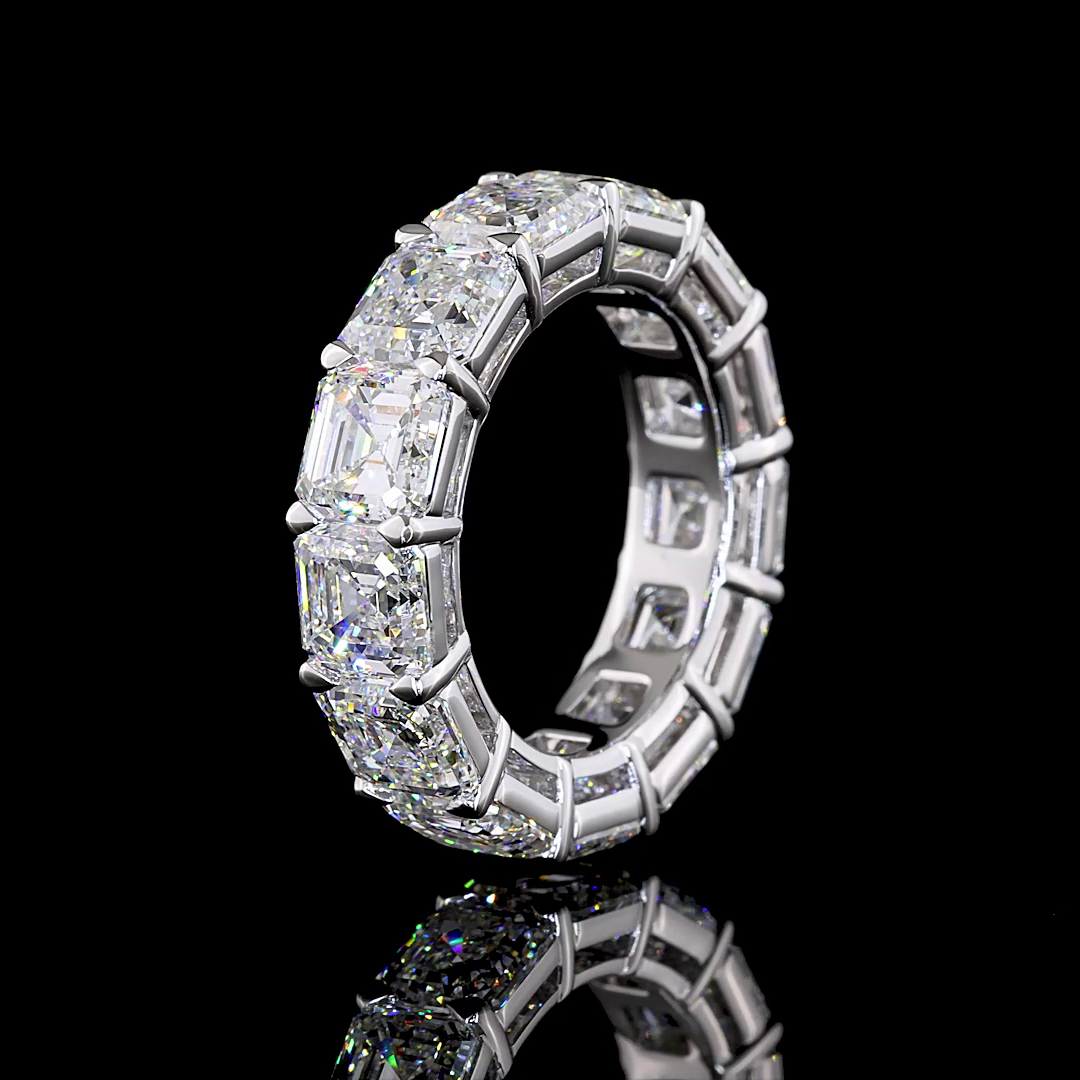 Asscher Cut Lab Diamond Eternity Band - 14K White Gold (13.09ctw)
