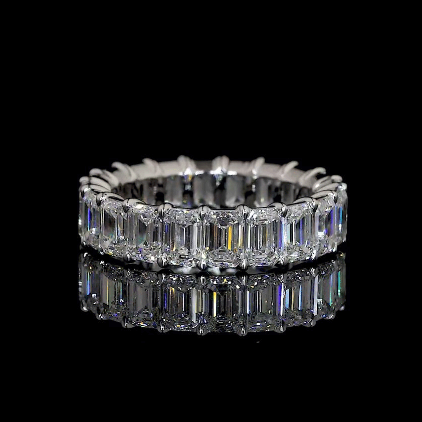 Emerald Cut Lab Diamond Eternity Band - 14K White Gold (4.38ctw)