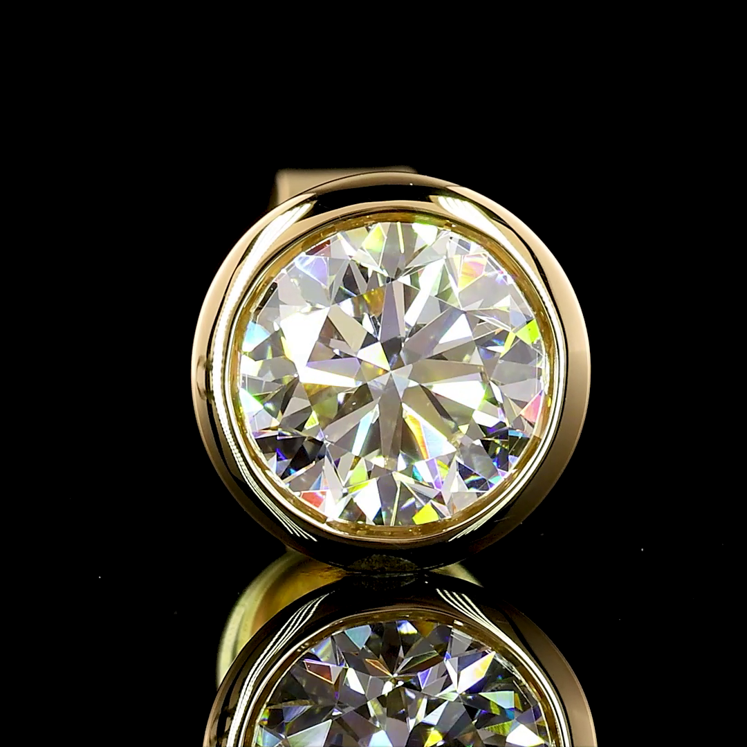 Round Brilliant Lab Diamond Bezel Set Stud Earrings - 14K Yellow Gold (1.42ctw)