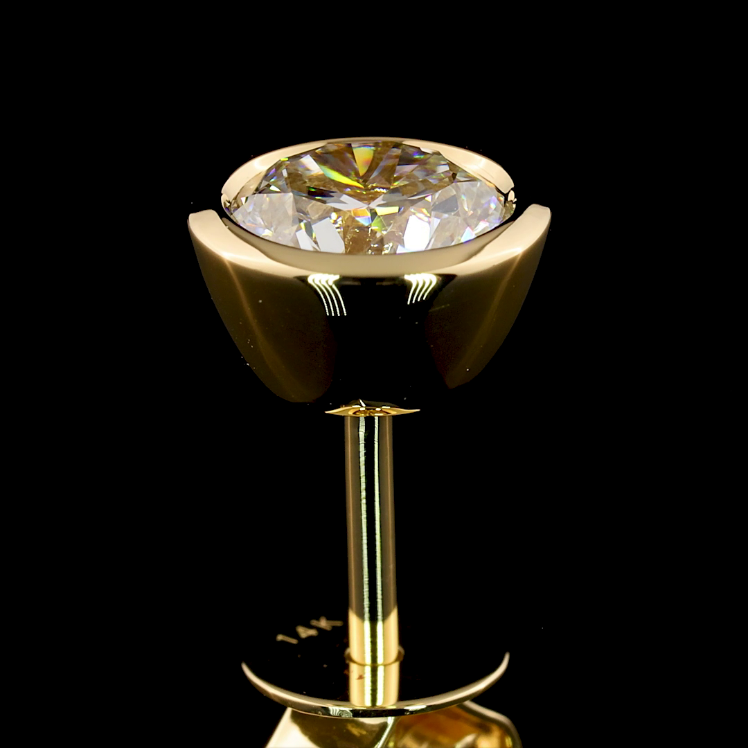 Round Brilliant Lab Diamond Bezel Set Stud Earrings - 14K Yellow Gold (1.42ctw)