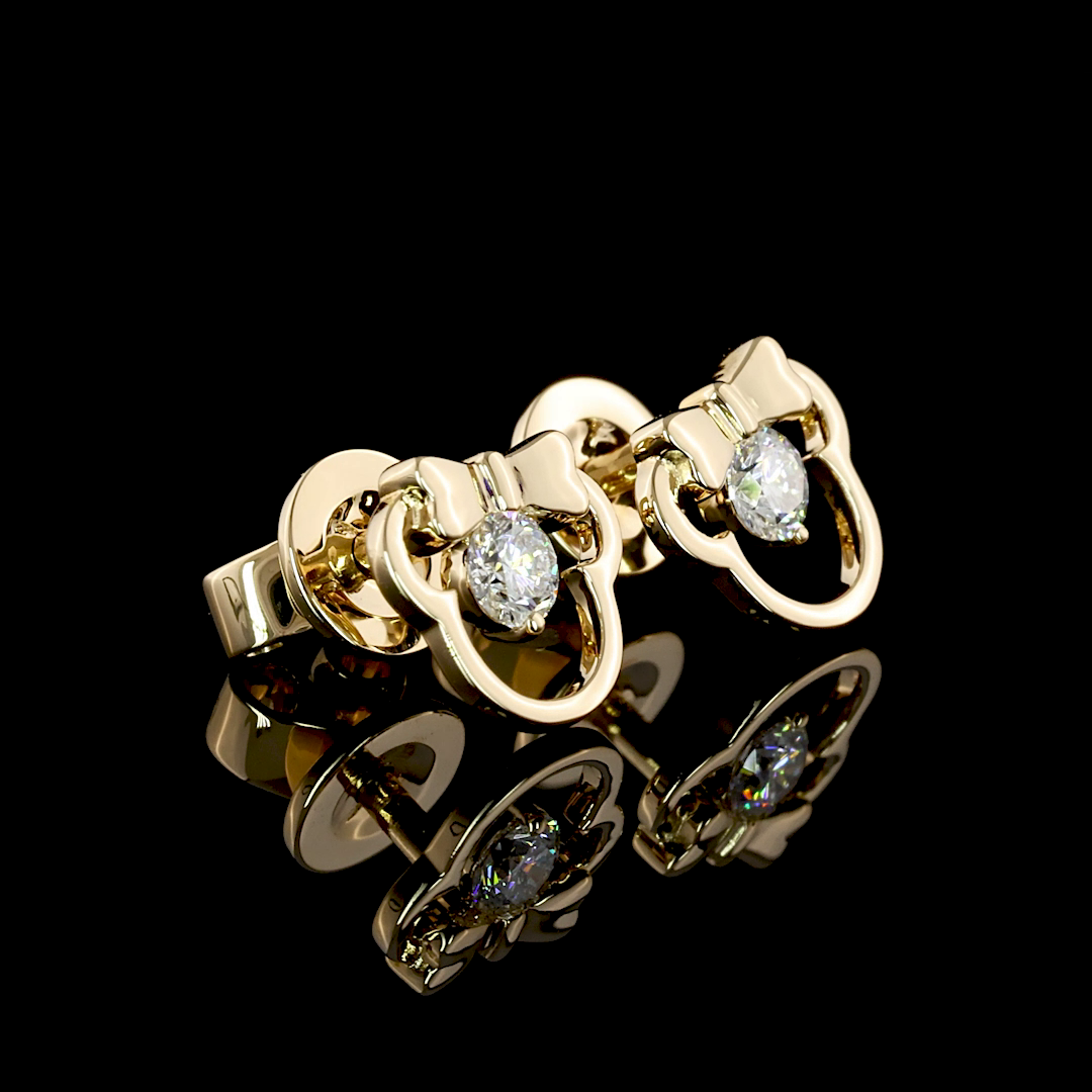 Pendientes de diamantes de laboratorio juveniles de talla brillante redonda - Oro amarillo de 18 quilates (1/10 ct)
