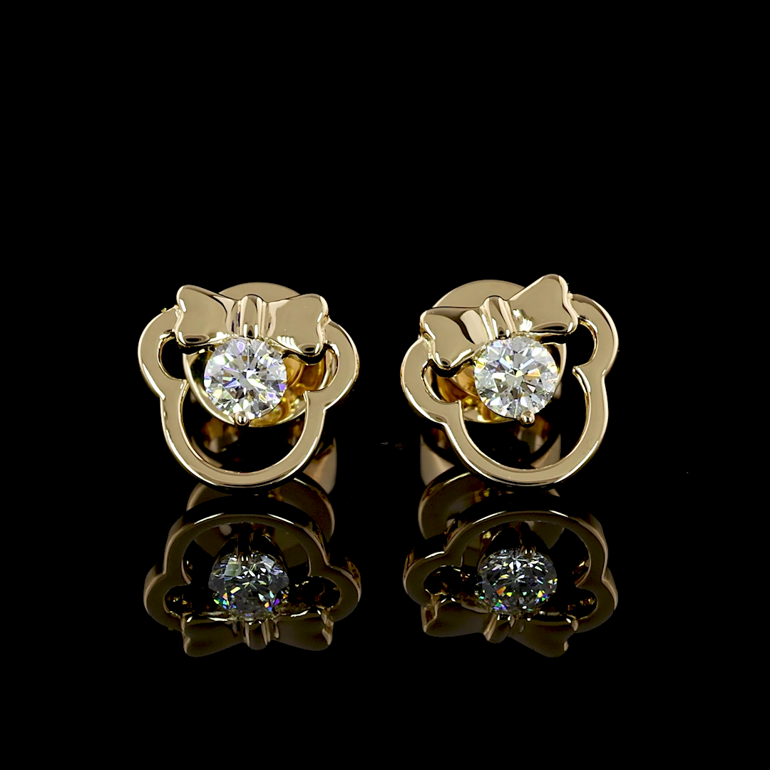 Pendientes de diamantes de laboratorio juveniles de talla brillante redonda - Oro amarillo de 18 quilates (1/10 ct)