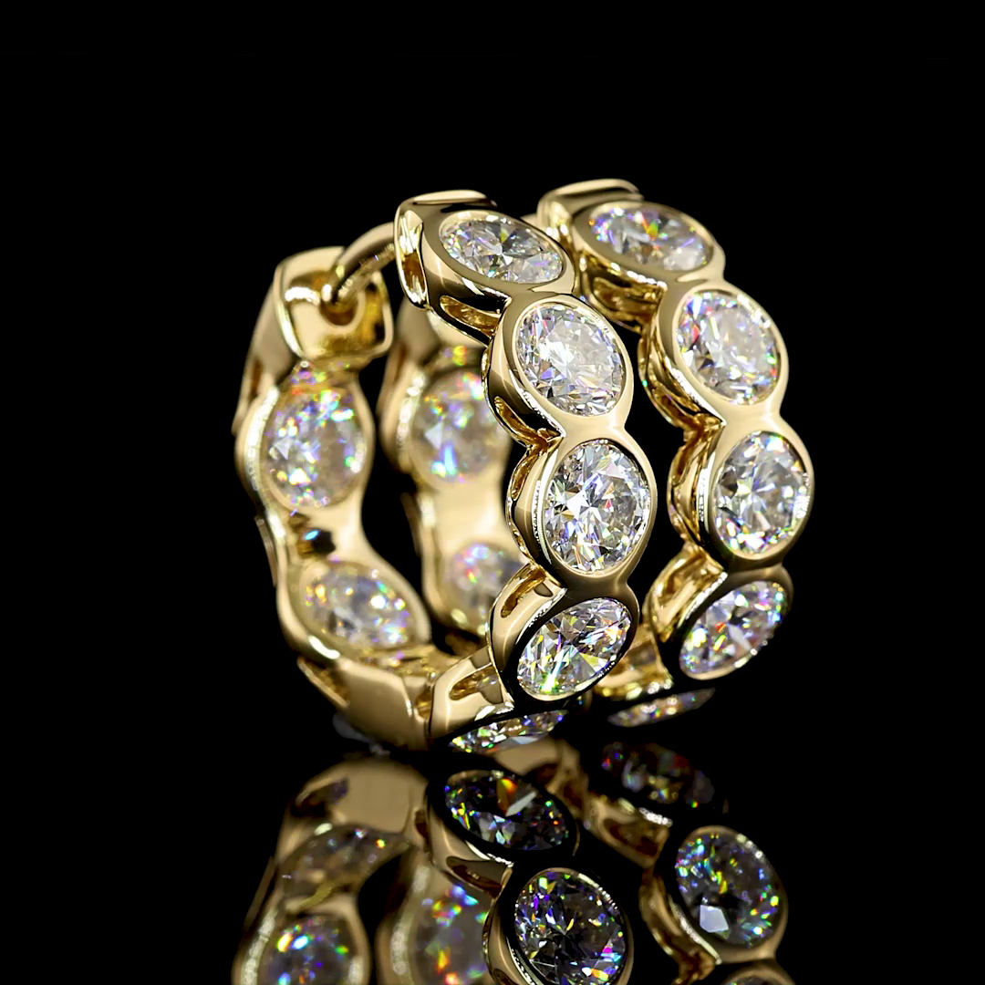 Round Lab Diamond Huggie Hoop Earrings - 14K Yellow Gold (1.98ctw)