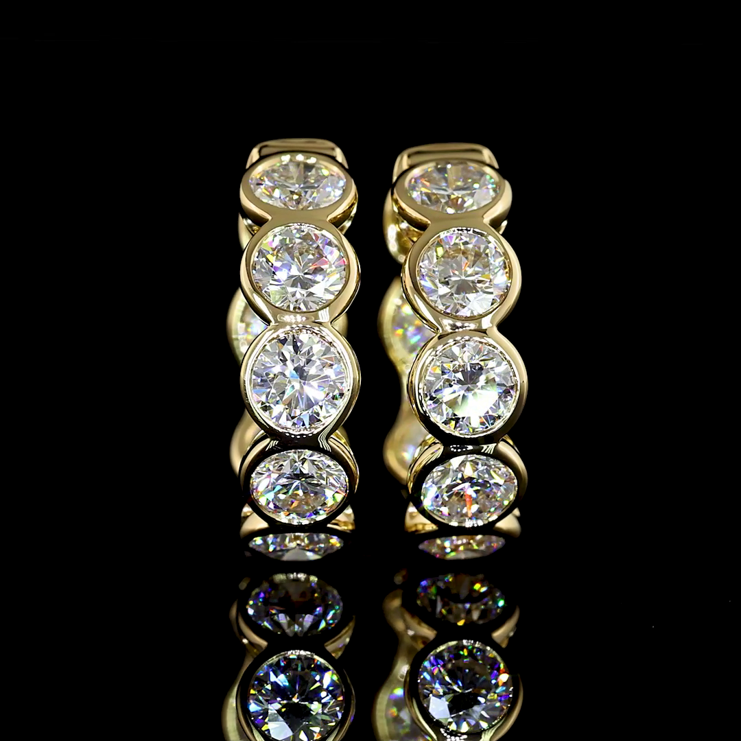 Round Lab Diamond Huggie Hoop Earrings - 14K Yellow Gold (1.98ctw)