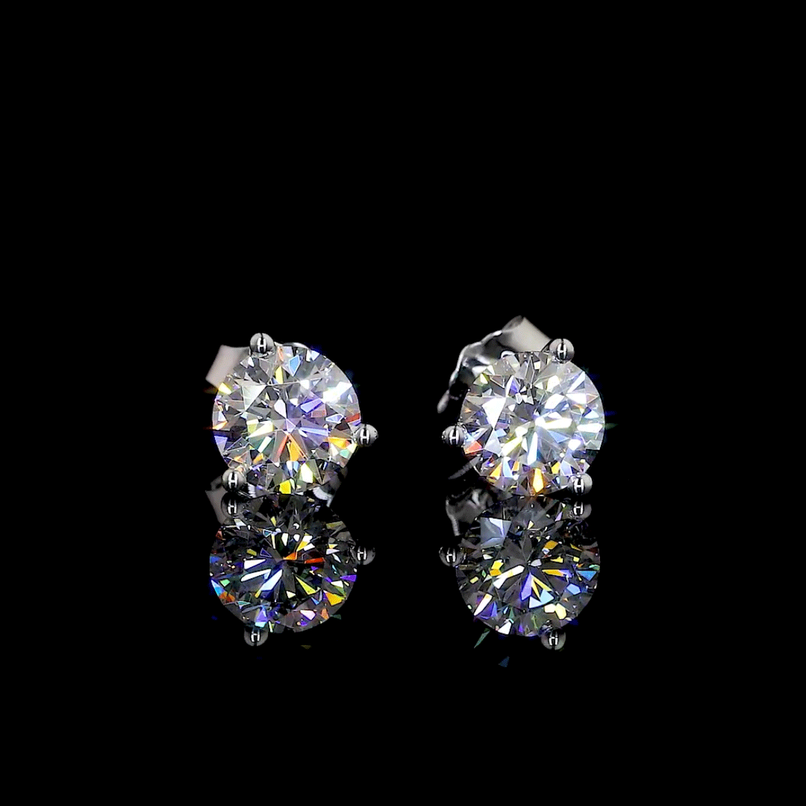 Round GIA Certified Lab Diamond Martini Stud Earrings - 14K White Gold (3.54ctw)