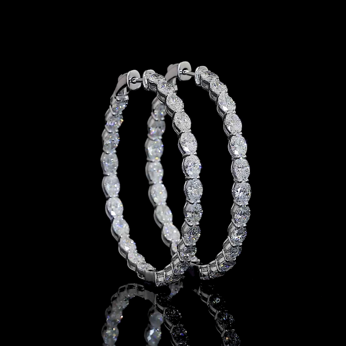 Oval Inside-Out Lab Diamond Hoop Earrings - 14K White Gold (5.61ctw)