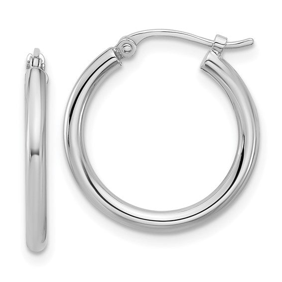 Platinum Polished 2x18.5mm Round Hoop Earrings