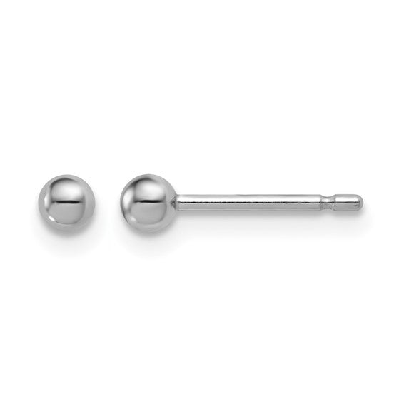 3mm Ball Post Stud Earrings - Platinum