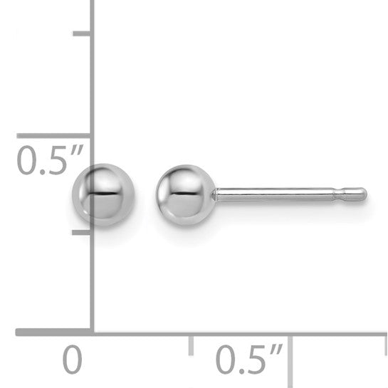 4mm Ball Post Stud Earrings - Platinum