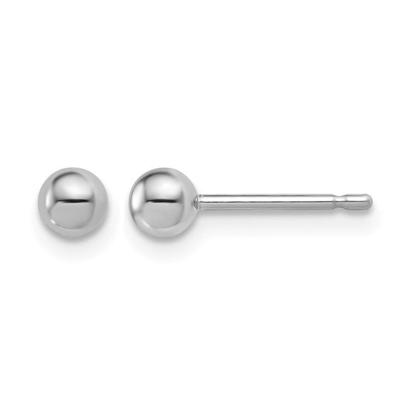4mm Ball Post Stud Earrings - Platinum