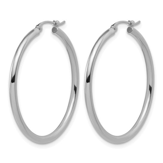 31mm Round Hoop Earrings - Platinum