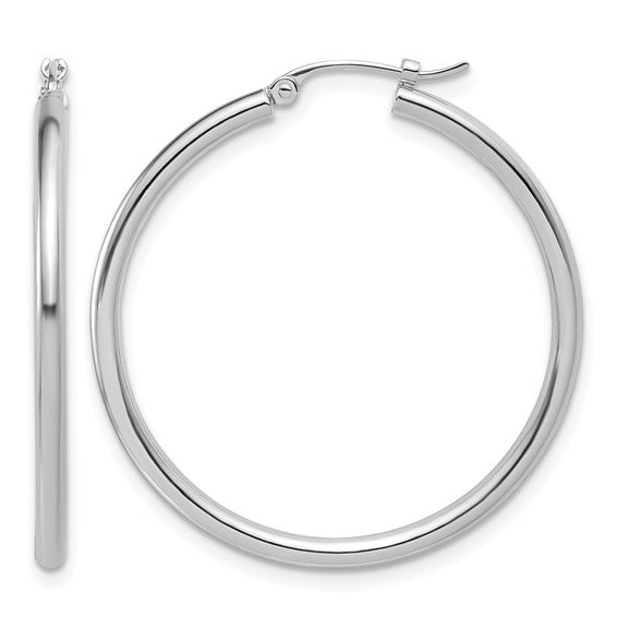 31mm Round Hoop Earrings - Platinum