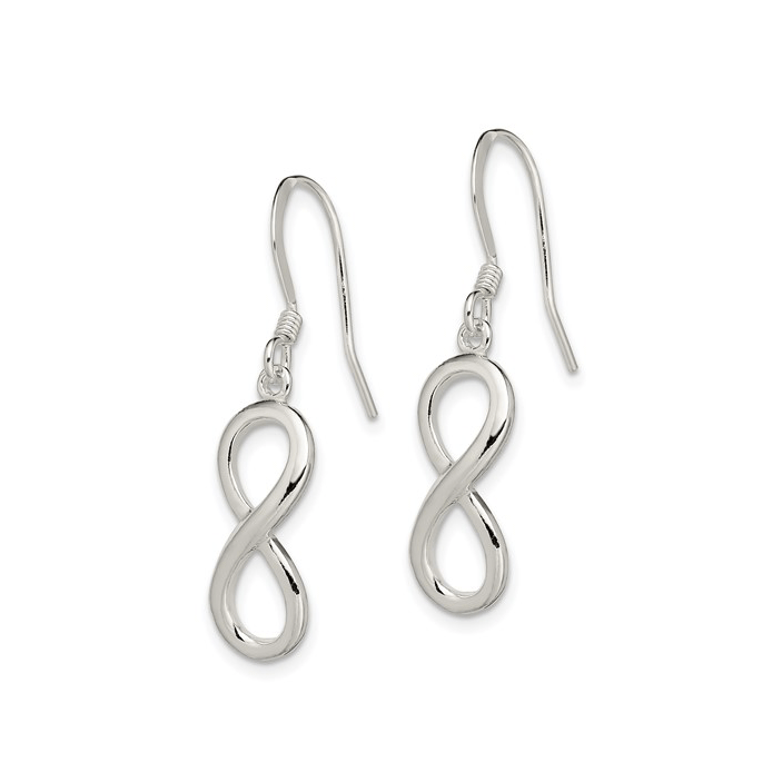 Infinity Link Dangle Earrings - Rhodium Plated Sterling Silver