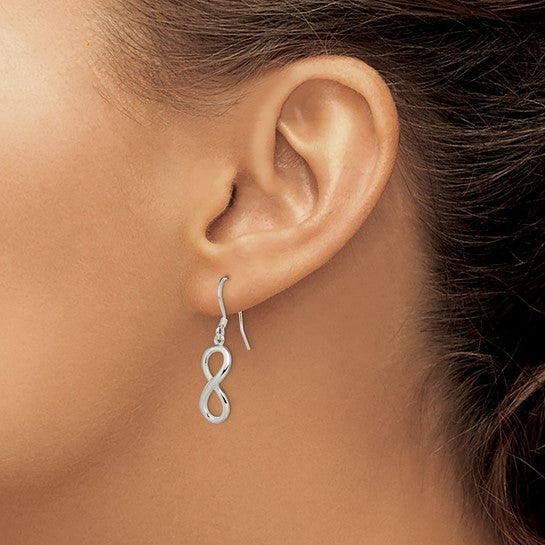 Infinity Link Dangle Earrings - Rhodium Plated Sterling Silver