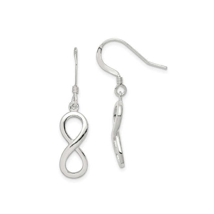Infinity Link Dangle Earrings - Rhodium Plated Sterling Silver