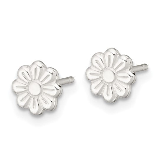 Polished Flower Earrings - Silver