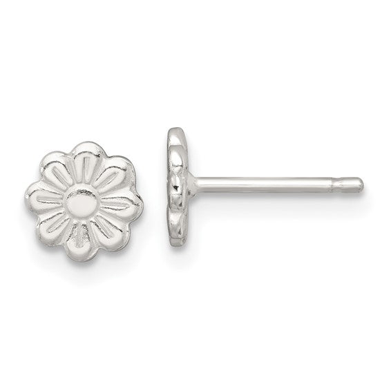 Polished Flower Earrings - Silver