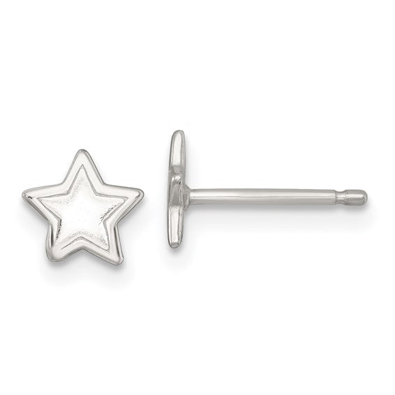 Grooved Star Youth Earrings - Silver