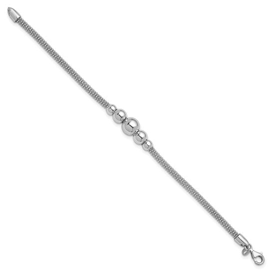 Mesh Graduated Bead Bracelet - Rhodium Plated Sterling Silver