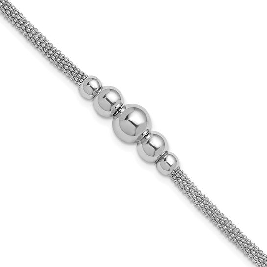 Mesh Graduated Bead Bracelet - Rhodium Plated Sterling Silver