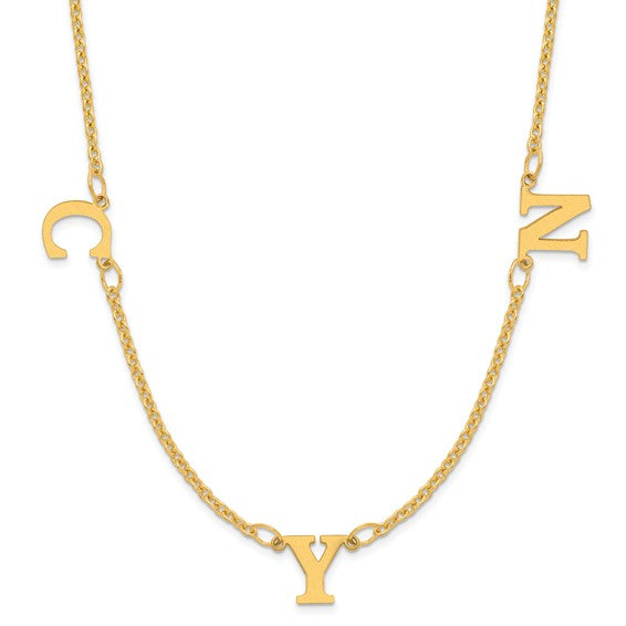 Personalized Initial Letter Station Necklace - Polished