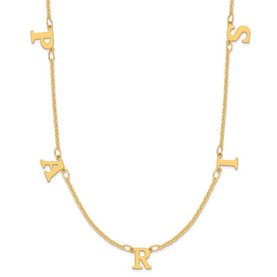 Personalized Initial Letter Station Necklace - Polished