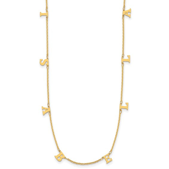 Personalized Initial Letter Station Necklace - Polished