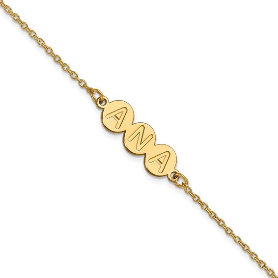 Personalized Bubble Letter Bracelet - Polished
