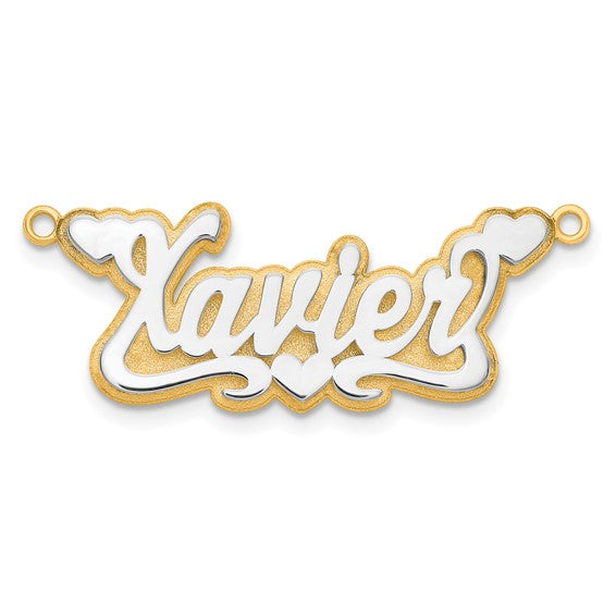 Personalized 3D Hearts Name Plate Necklace - Polished