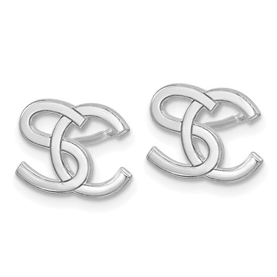 Interlocking Initial Earrings - Rhodium-Plated Sterling Silver