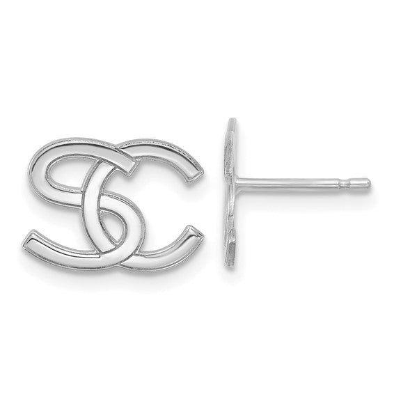 Interlocking Initial Earrings - Rhodium-Plated Sterling Silver