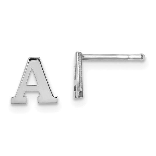 Initial Post Earrings - Rhodium Plated Sterling Silver