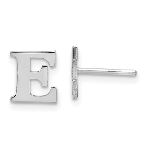 Initial Post Earrings - Rhodium Plated Sterling Silver