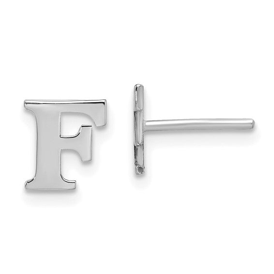 Initial Post Earrings - Rhodium Plated Sterling Silver