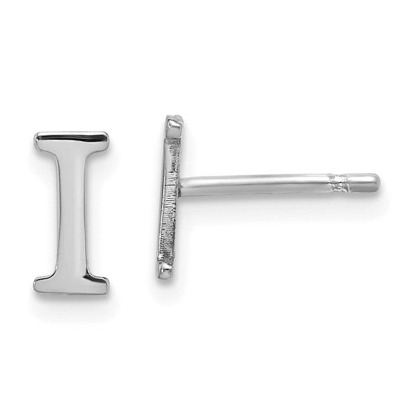 Initial Post Earrings - Rhodium Plated Sterling Silver