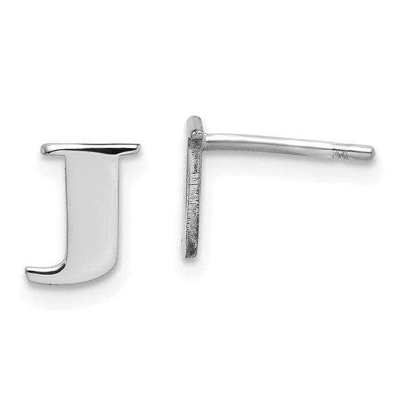 Initial Post Earrings - Rhodium Plated Sterling Silver