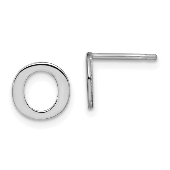Initial Post Earrings - Rhodium Plated Sterling Silver