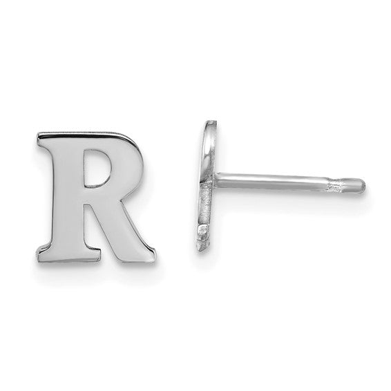 Initial Post Earrings - Rhodium Plated Sterling Silver