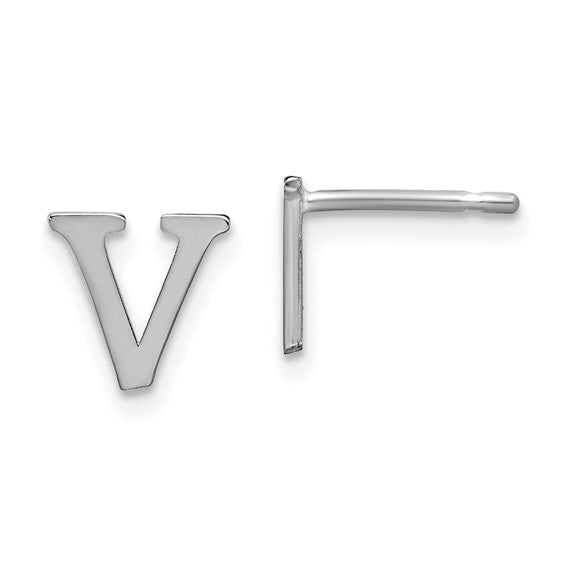 Initial Post Earrings - Rhodium Plated Sterling Silver